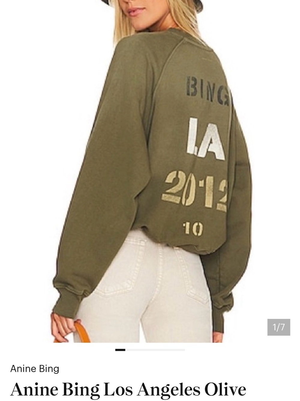 Anine Bing Olive Los Angeles Graphic Sweatshirt
